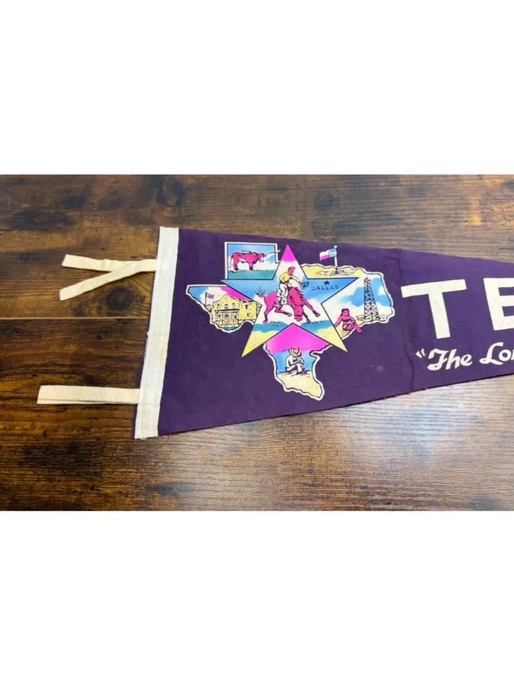 Vintage Texas Pennant Felt Flag 